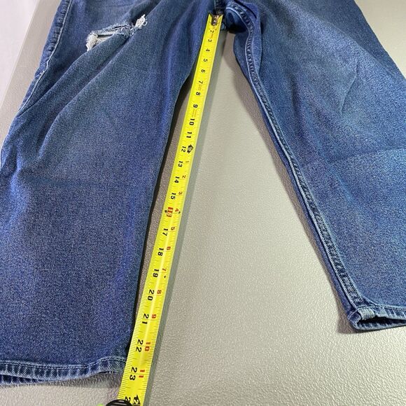 HOLLISTER Jean Distressed Straight High Waist Medium Wash Denim Womens 14 Blue - Picture 6 of 7